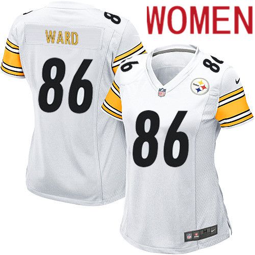 Women Pittsburgh Steelers #86 Hines Ward Nike White Game NFL Jersey->women nfl jersey->Women Jersey